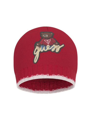Бебешка плетена шапка с бродирано мече Guess