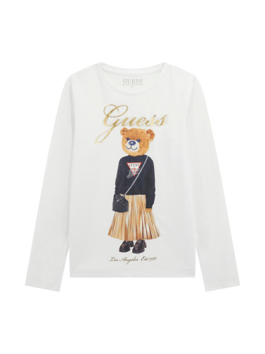 Блуза в бял цвят с щампа мече за момиче Guess