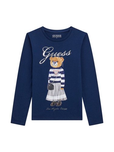 Блуза в тъмносин цвят с щампа мече за момиче Guess