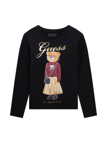 Блуза в черен цвят с щампа мече за момиче Guess