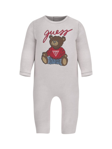Бебешки гащеризон с мече в предната част в бял цвят Guess