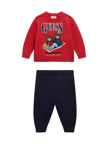 Бебешки плетен комплект от две части в червен цвят Guess