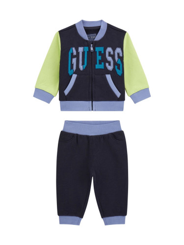 Бебешки комплект от суитшърт с цип и долнище в тъмносин цвят Guess