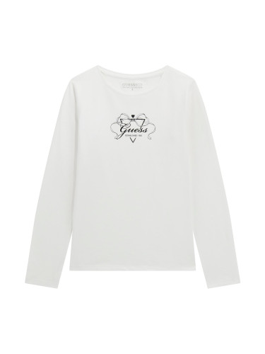 Детска блуза с дълъг ръкав с щампа в бял цвят Guess