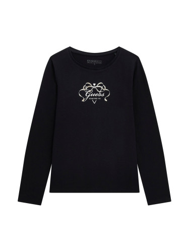 Детска блуза с дълъг ръкав с щампа в черен цвят Guess