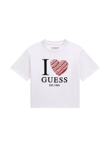 Тениска в бял цвят с щампа и лого Guess