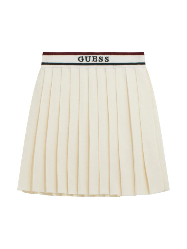 Детска плисирана пола с лого в цвят ванилия Guess
