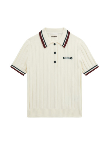 Детска плетена блуза с яка в цвят ванилия Guess