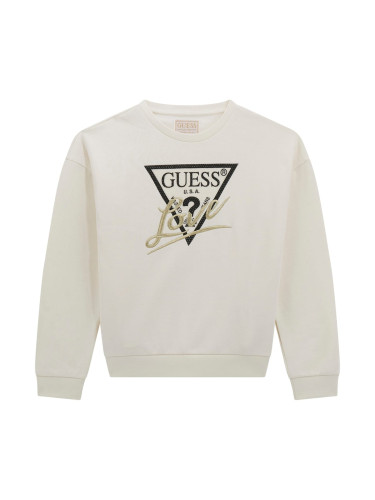 Детска блуза с лого от пайети във ванилов цвят Guess