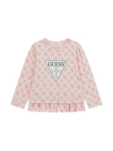 Бебешка блуза с лого в розов цвят Guess