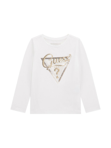 Бебешка блуза в бял цвят с пайетено лого Guess