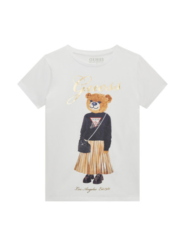 Детска блуза в бял цвят с щампа на мече Guess