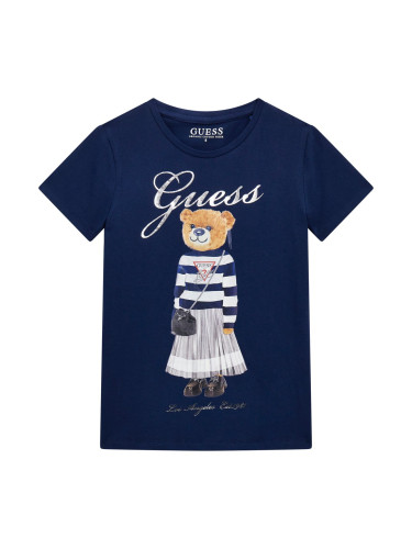 Детска блуза в тъмносин цвят с щампа на мече Guess