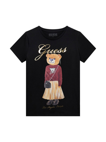 Детска тениска с къс ръкав в черен цвят с мече Guess