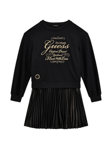 Зимна рокля с плисирана долна част в черен цвят Guess