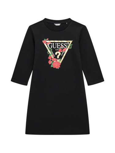 Зимна рокля с дълъг ръкав от трико в черен цвят Guess