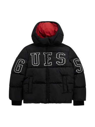 Зимно яке в черен цвят с бял надпис Guess