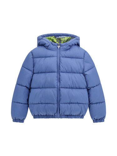 Детско зимно яке в син цвят с надпис на гърба Guess