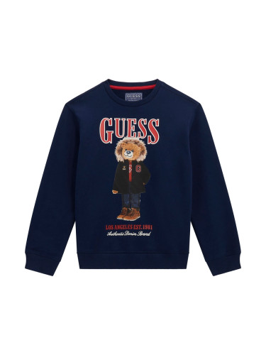 Детска блуза с дълъг ръкав в тъмносин цвят Guess