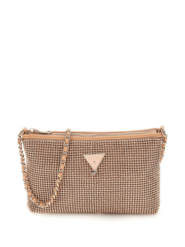 Елегантна детска чанта в цвят златно розово с камъни Guess