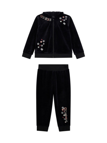 Детски комплект в черен цвят с бродирано лого Guess