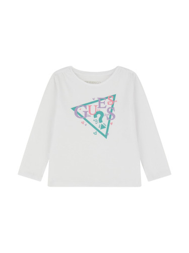 Бебешка блуза с цветно лого в бял цвят Guess