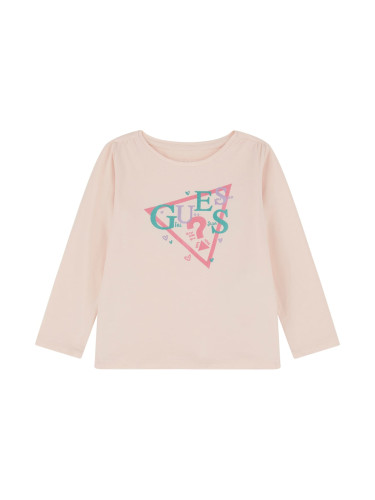 Детска блуза с цветно лого в розов цвят Guess