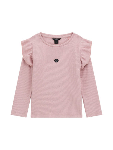 Бебешка рипсена блуза в розов цвят Guess
