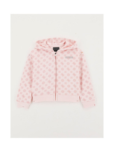 Бебешки суитшърт в розов цвят с щампи и лого Guess