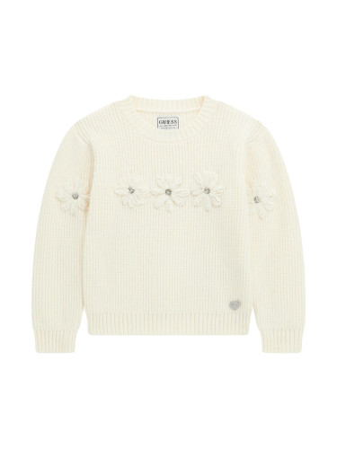 Бебешки пуловер в цвят ванилия Guess