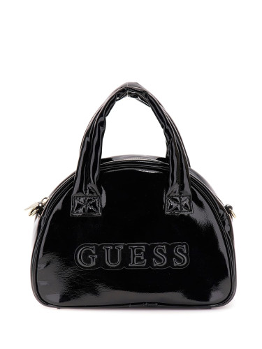 Детска малка черна чанта от лак Guess