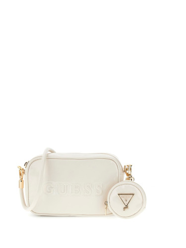 Бяла малка чанта с дълга дръжка и портмоне Guess