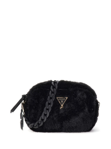 Малка пухкава чанта с дълга дръжка в черен цвят Guess