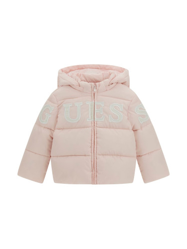 Бебешко яке с бродирано лого в светлорозов цвят  Guess
