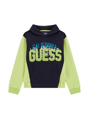 Детски суитшърт с качулка в зелен цвят Guess