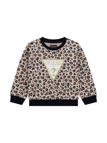 Детска блуза с леопардов десен и лого Guess