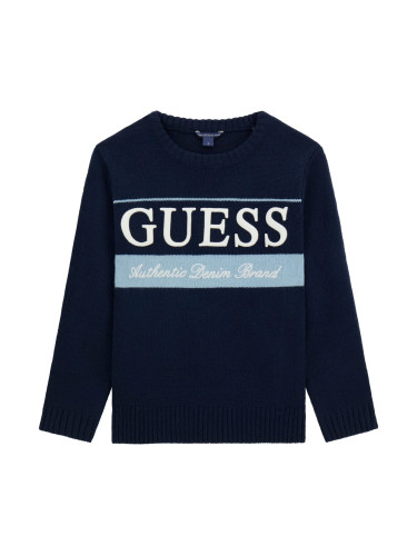 Детски пуловер в тъмносин цвят с лого Guess