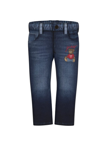 Детски дънки с ластик в талията и бродирано мече Guess
