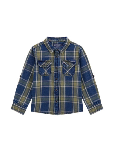 Детска карирана риза в тъмносин цвят Guess