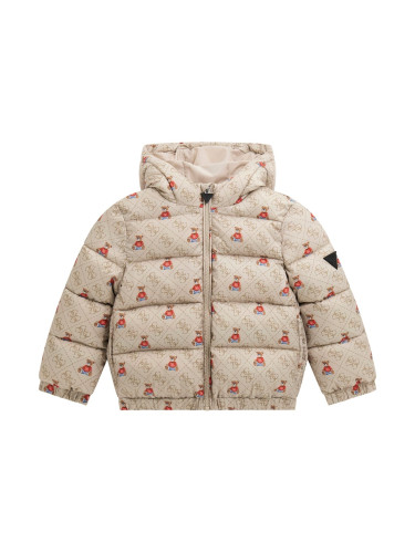 Детско яке в бежов цвят с щампа на мечета Guess