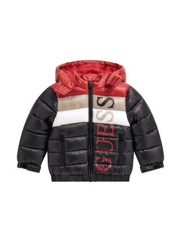 Бебешко яке в черен цвят с червена качулка Guess