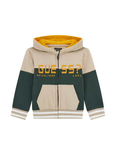 Детски суитшърт в бежово и тъмнозелено Guess