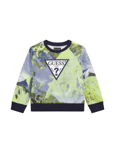 Детска блуза с ластични маншети в зелен цвят Guess