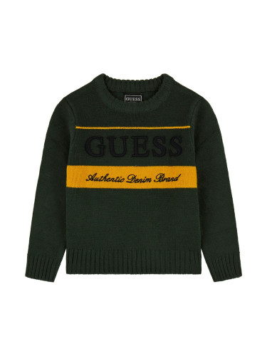 Бебешки пуловер в тъмнозелен цвят Guess