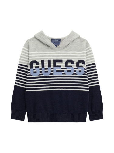 Детски раиран пуловер с качулка Guess