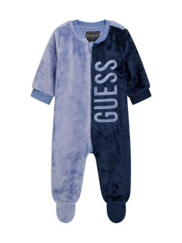 Бебешки плюшен гащеризон в син цвят с цип Guess