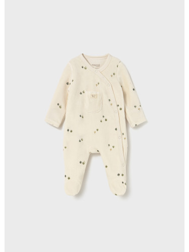 Бебешки плюшен гащеризон в бежово с зелена декорация Mayoral