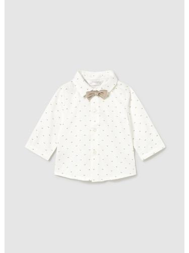 Риза в бял цвят с плюшена бежова папийонка Mayoral