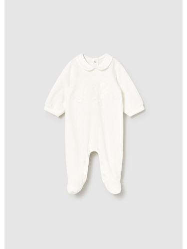 Бебешки плюшен гащеризон в бял цвят Mayoral