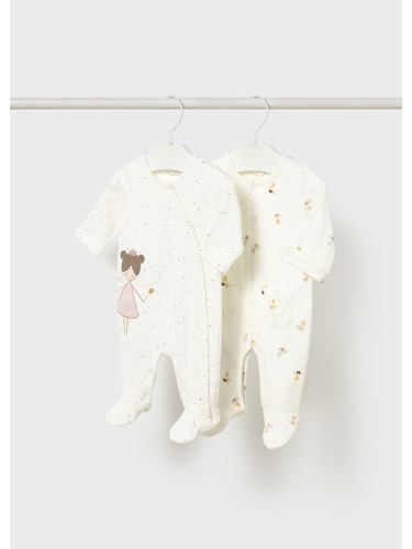 Комплект от два гащеризона в бял цвят с фея Mayoral